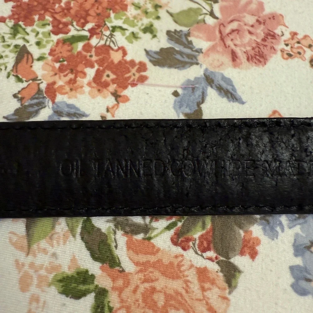 Mens Oil Cow Hide Black Leather Dress Belt Laced‎ Size 40 Silver Buckle Classic